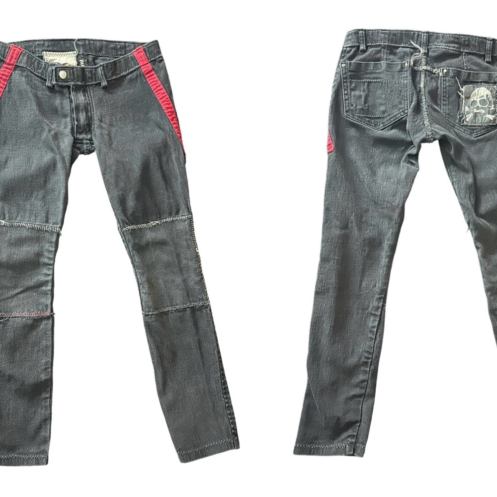 Unisex ultra low rise skinny denims hand made one of ones by Agatha Blois